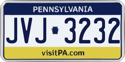 PA license plate JVJ3232