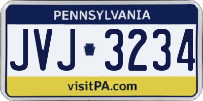 PA license plate JVJ3234