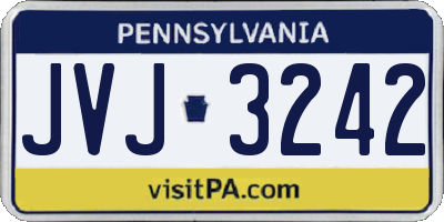 PA license plate JVJ3242