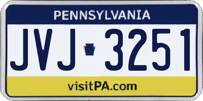 PA license plate JVJ3251
