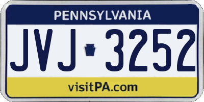 PA license plate JVJ3252