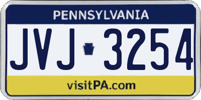 PA license plate JVJ3254