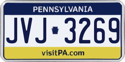 PA license plate JVJ3269
