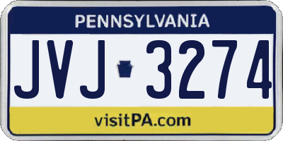 PA license plate JVJ3274