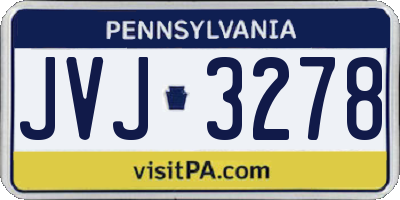 PA license plate JVJ3278
