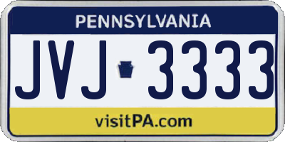 PA license plate JVJ3333