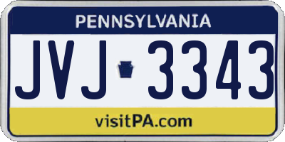 PA license plate JVJ3343