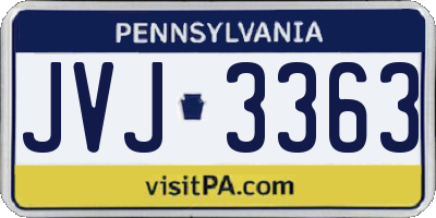 PA license plate JVJ3363