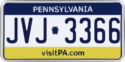 PA license plate JVJ3366