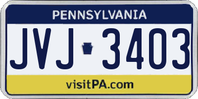 PA license plate JVJ3403