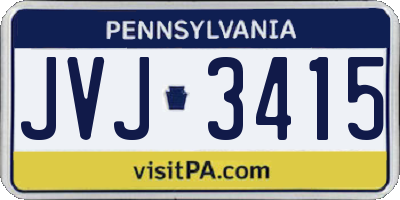 PA license plate JVJ3415