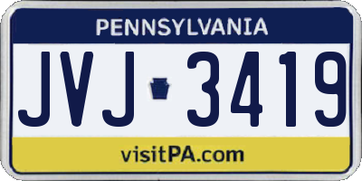 PA license plate JVJ3419