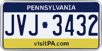 PA license plate JVJ3432