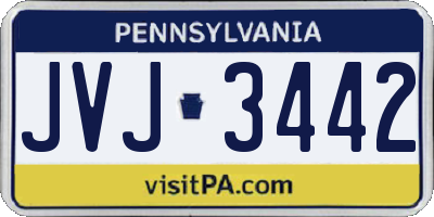 PA license plate JVJ3442