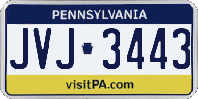 PA license plate JVJ3443