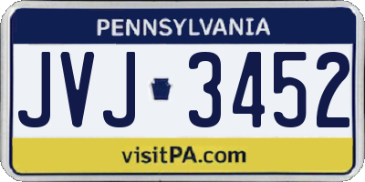 PA license plate JVJ3452
