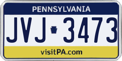 PA license plate JVJ3473