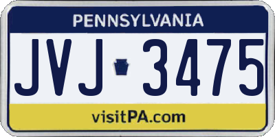 PA license plate JVJ3475