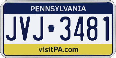 PA license plate JVJ3481