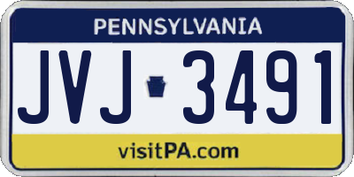 PA license plate JVJ3491
