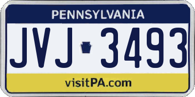 PA license plate JVJ3493