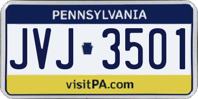 PA license plate JVJ3501