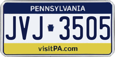 PA license plate JVJ3505