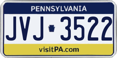 PA license plate JVJ3522