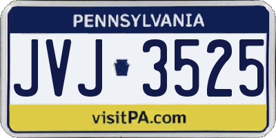 PA license plate JVJ3525