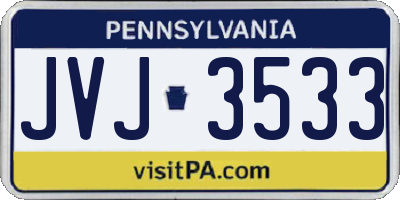 PA license plate JVJ3533