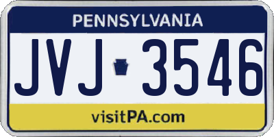 PA license plate JVJ3546