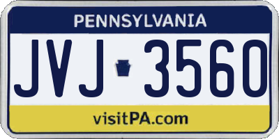 PA license plate JVJ3560
