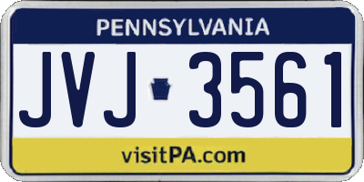 PA license plate JVJ3561