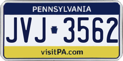 PA license plate JVJ3562