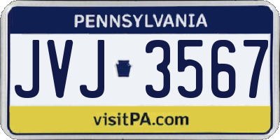 PA license plate JVJ3567
