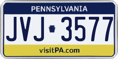PA license plate JVJ3577