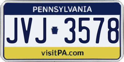 PA license plate JVJ3578