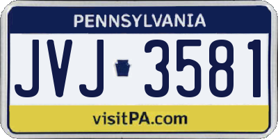PA license plate JVJ3581