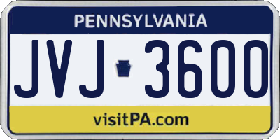 PA license plate JVJ3600