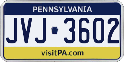PA license plate JVJ3602