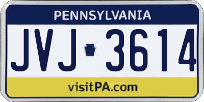 PA license plate JVJ3614