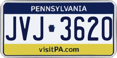PA license plate JVJ3620