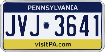 PA license plate JVJ3641