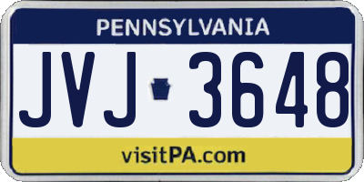 PA license plate JVJ3648