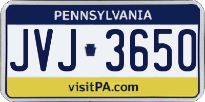 PA license plate JVJ3650