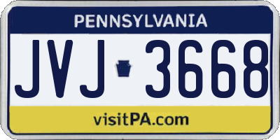 PA license plate JVJ3668