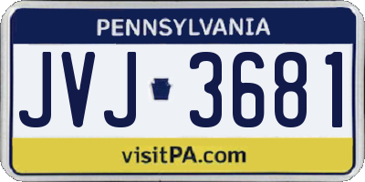 PA license plate JVJ3681