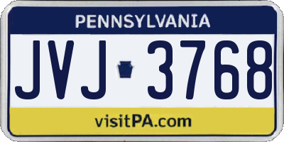 PA license plate JVJ3768
