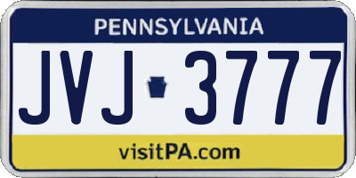 PA license plate JVJ3777