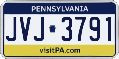 PA license plate JVJ3791